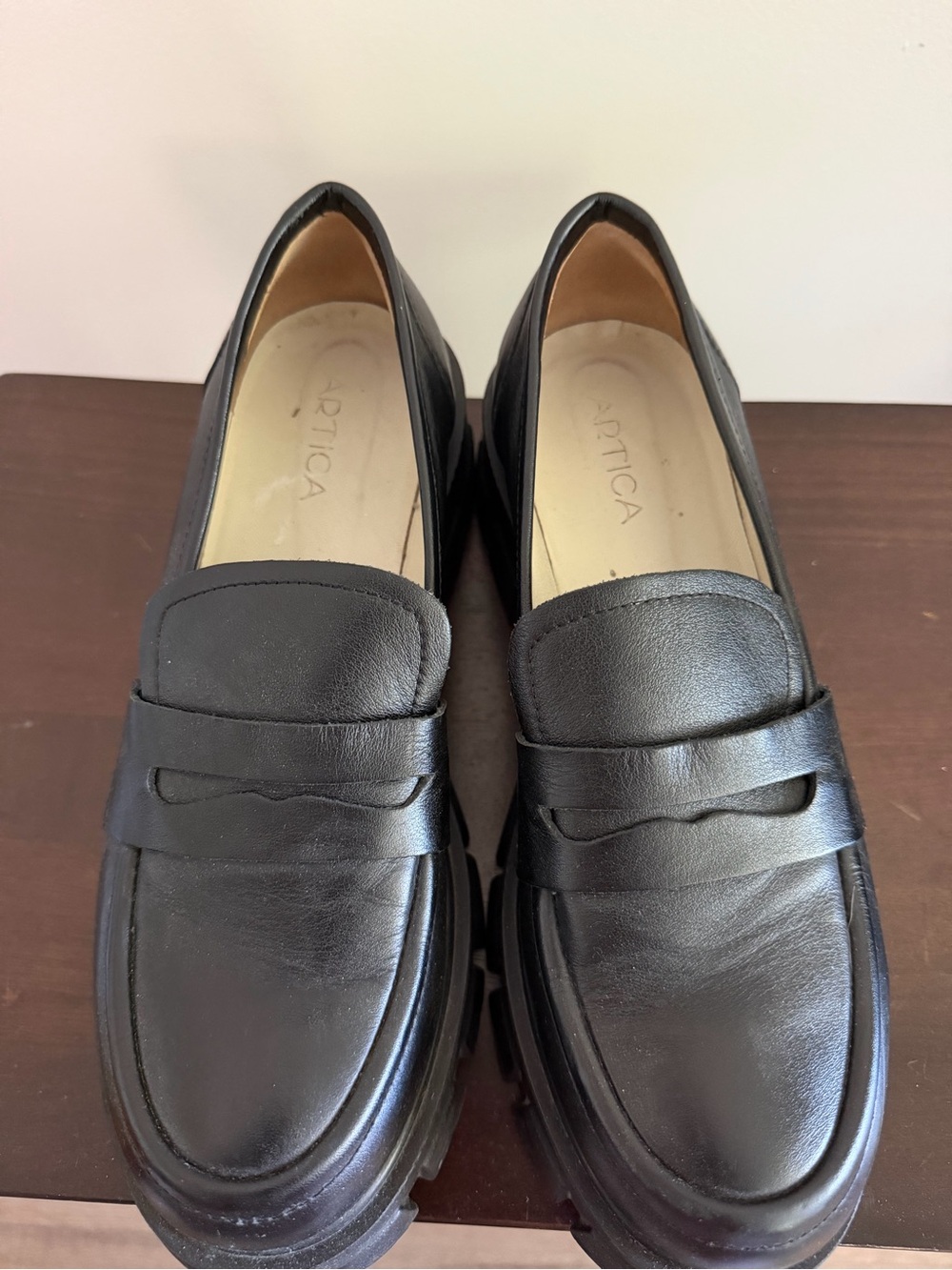 Black Leather Slip-On Penny Loafers - Picture 5 of 7